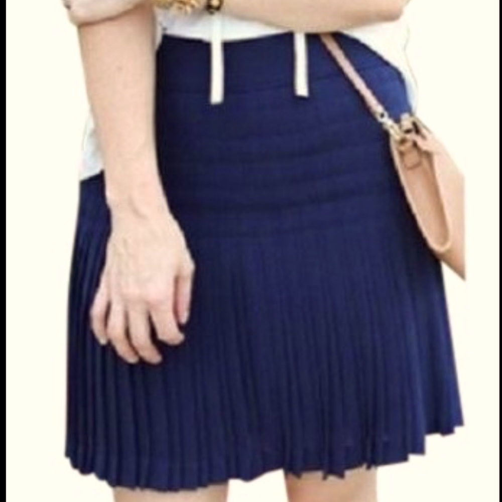J Crew micro pleated midi navy blue skirt sz 00